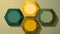 Minimalist Fractal Hexagon Art In Emerald And Amber