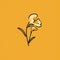 Minimalist Freesia Flower Icon On Yellow Background