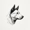 Minimalist Geometric Dog Head Illustration In Black And White