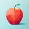 Minimalist Geometric Illustration Of Red Apple On Blue Background