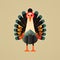 Minimalist Geometric Turkey Illustration: Quirky Characters And Bold Colors