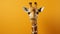 Minimalist Giraffe Head On Yellow Background - High Quality Photo