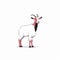 Minimalist Goat Illustration With Zen Aesthetic And Red white Hair