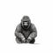 Minimalist Gorilla Illustration: A Captivating Masterpiece In Black And White