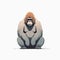 Minimalist Gorilla Illustration In White: Vector Artwork Trending On Artstation And Dribbble