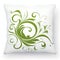 Minimalist Green Swirl Print Cushion With Stylistic Nature Motifs