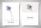 Minimalist greeting/invitation card template design, blue Chrysanthemum flower in simple line vase on white background