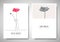 Minimalist greeting/invitation card template design, pink poppy flowers in simple line vase on white background