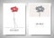 Minimalist greeting/invitation card template design, red peony flower in simple line vase on white background