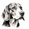 Minimalist Hand-drawn Beagle Head Portrait In Monochromatic Ink Wash