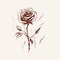 Minimalist Hand Drawn Brown Rose On White Background