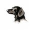 Minimalist Hand-drawn Dachshund Portrait: Clean Lines And High Contrast