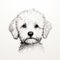Minimalist Hand Drawn Illustration Of A White Poodle Puppy