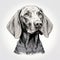 Minimalist Hand-drawn Portrait Of A Gray Weimaraner Dog