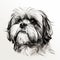 Minimalist Hand-drawn Shih Tzu Portrait With Strong Lines