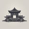 Minimalist Hand-drawn Vector Illustration Of Oriental Shrine