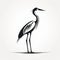 Minimalist Heron Illustration With Dark Symbolism On White Background