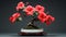 Minimalist Hibiscus Bonsai Tree: Precisionist Art Desktop Wallpaper