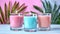 Minimalist home decor with aesthetic colored candles for a chic and cozy interior ambiance