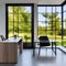 A minimalist home office with a minimalist desk, a comfortable ergonomic chair, and a large window for natural light2, Generativ