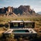 Minimalist house with pool overlooking the Superstition Mountains in Arizona