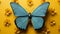 Minimalist Hyper-realistic Sculptures: Blue Butterfly On Yellow Background