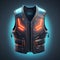 minimalist icon protective jacket on dim blue background generative AI