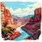 Minimalist Illustration Of Grand Canyon With Fauvist Color Scheme