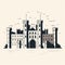 Minimalist Illustration Of Hampton Court Castle With Strong Use Of Negative Space