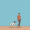 Minimalist Illustration Of A Man Walking His Dog