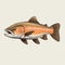 Minimalist Illustration Of A Strong-faced Red Bull Trout