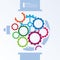 Minimalist illustration of watches with colourful Cogwheel gear