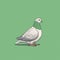 Minimalist Illustration Of A White Pigeon On Green Paper
