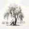 Minimalist Ink Wash Portrait Of Family By Willow Tree