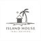 Minimalist island house with coconut  tree island and sun for vacation place, hotel, apartment, residential