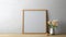 Minimalist Japanese Style: Empty Frame With Flowers 3d Rendering
