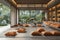 Minimalist Japanese tea house with tatami mats and calligraphy3D render