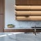 A minimalist kitchen with open shelving and marble countertops2, Generative AI