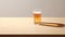 Minimalist Lager On Table Realistic Rendering With Golden Light