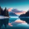 minimalist landscape with serene lake