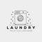 Minimalist laundry line art logo vector illustration design. wash machine outline icon