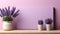 Minimalist Lavender Flower Vases On Purple Background