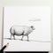 Minimalist Line Art: Detailed Sheep Walking In Hay Field With Pencil