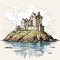 Minimalist Line Art Of Eilean Donan Castle