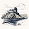 Minimalist Line Art Of Eilean Donan Castle