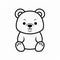 Minimalist Line Art Teddy Bear: Black And White Cartoonish Character Design