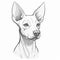 Minimalist Line Drawing Of Xoloitzcuintli Dog On White Background