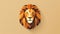 Minimalist Lion Head Design On Beige Background
