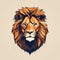 Minimalist Lion Head In Low Poly Abstract On Beige Background