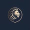 Minimalist Lion Logo Design In Gold And Blue